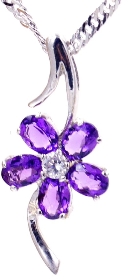 アメジスト シルバー ネックレス 紫 宝石 誕生石 アンティーク